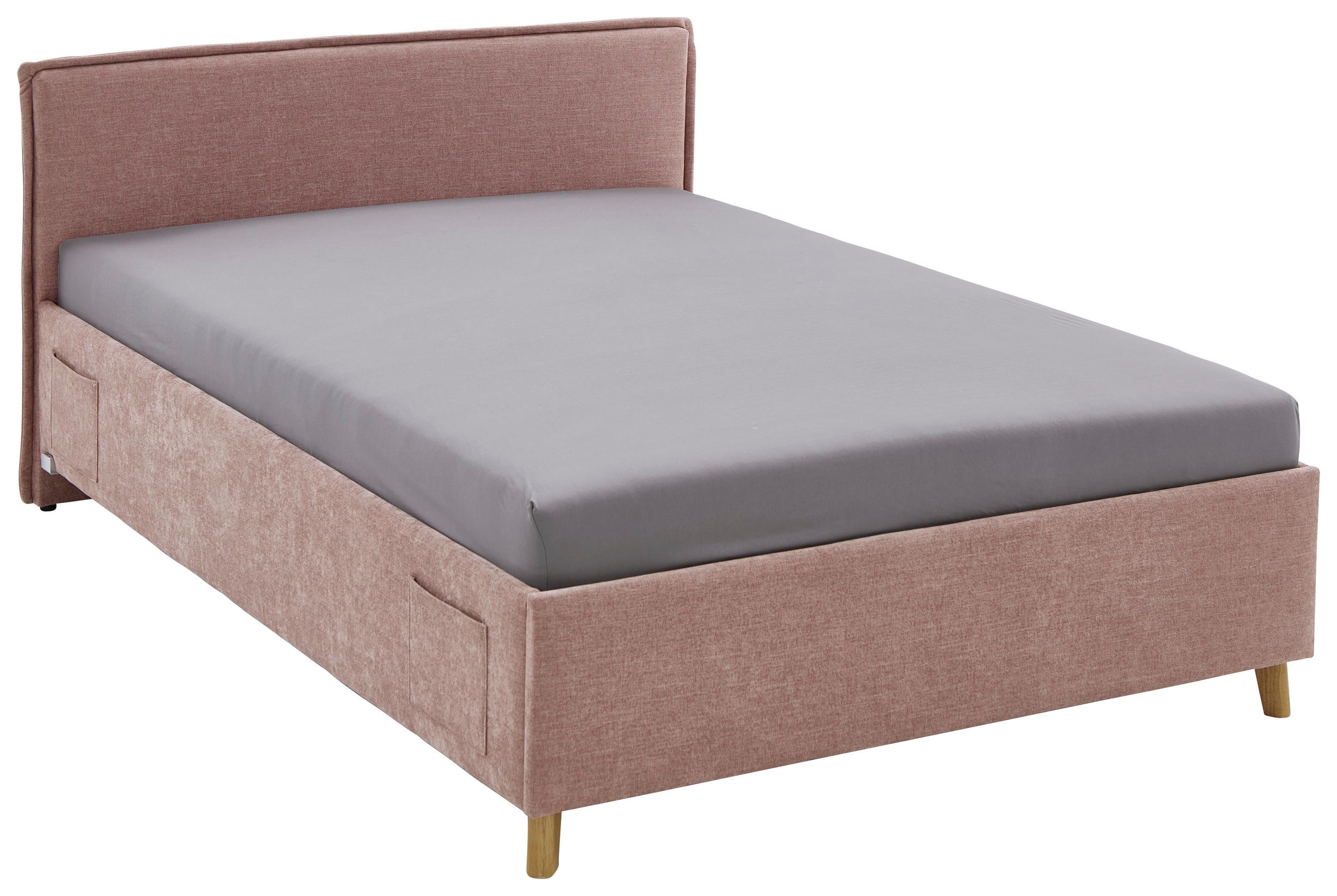 POLSTERBETT Lattenrost, Bettkasten Rosa 120/200 cm  - Eichefarben/Birkefarben, KONVENTIONELL, Holz/Textil (120/200cm) - home24
