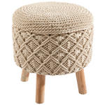 POUF Makramee Dekodiamanten Naturfarben 45/45/45 cm  - Naturfarben, Trend, Textil (45/45/45cm) - Linea Natura