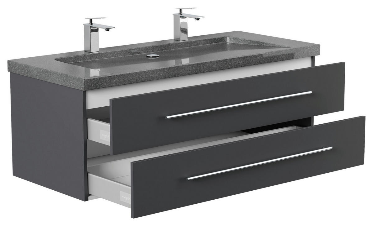 WASCHTISCHKOMBI 130 cm  - Graphitfarben, Basics, Holzwerkstoff/Stein (130cm) - MID.YOU