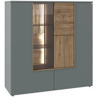 HIGHBOARD Wildeiche, Graugrün  127,9/132/42,9 cm  - Wildeiche/Graugrün, Design, Glas/Holz (127,9/132/42,9cm) - Voglauer