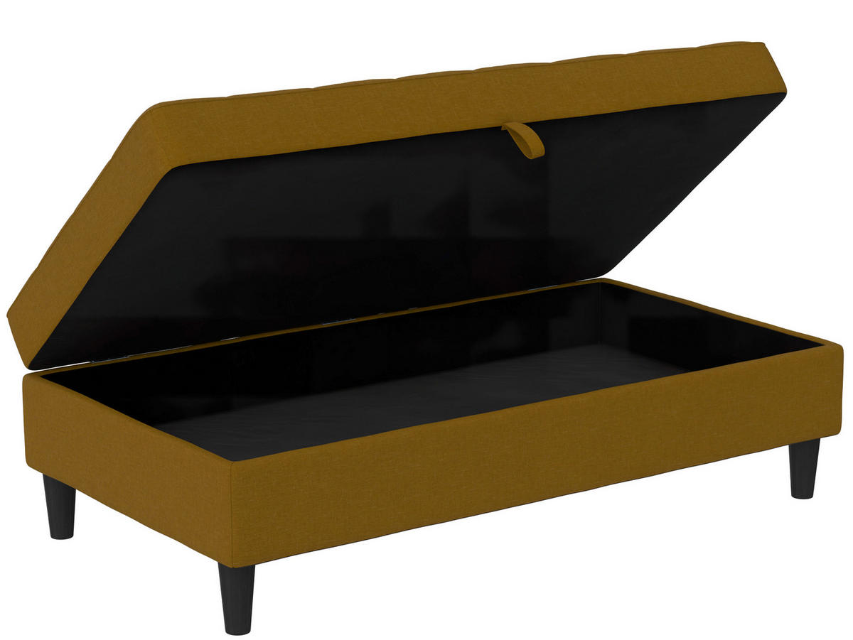 HOCKER PALERMO Webstoff, Leinenoptik Currygelb  - Currygelb/Schwarz, Basics, Kunststoff/Textil (130/43/69cm) - Livetastic