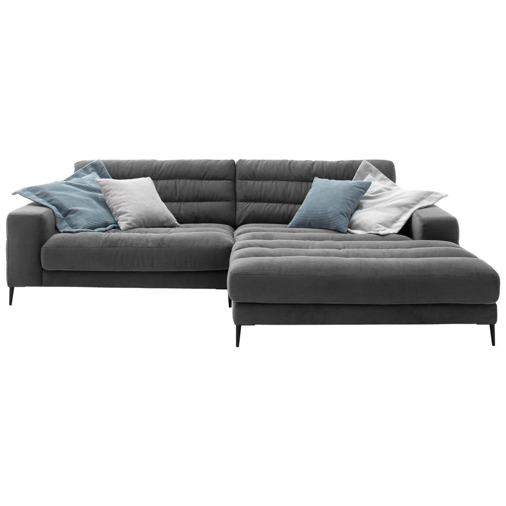 Thumbnail - Dieter Knoll Ecksofa, Anthrazit, Textil, 3-Sitzer, L-Form, Ottomane rechts, 296x207 cm, Blauer Engel, Goldenes M, Oeko-T...