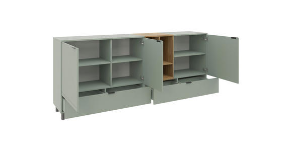 SIDEBOARD  210,4/89,4/42 cm 2 Schublade(n)  - Eichefarben/Salbeigrün, MODERN, Holzwerkstoff/Metall (210,4/89,4/42cm) - Carryhome