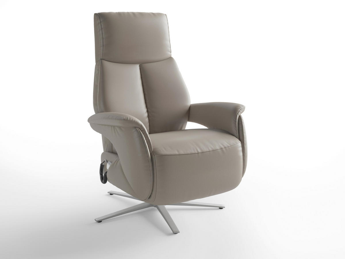 RELAXAČNÍ KŘESLO, kůže, šedá - šedá/barvy stříbra, Basics, kov/kůže (75/110/85cm) - Sit & More