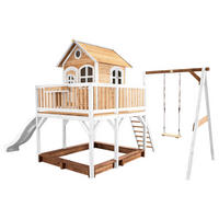SPIELTURM 541/291/277 cm  - Braun/Weiß, KONVENTIONELL, Holz/Kunststoff (541/291/277cm) - Ambia Garden