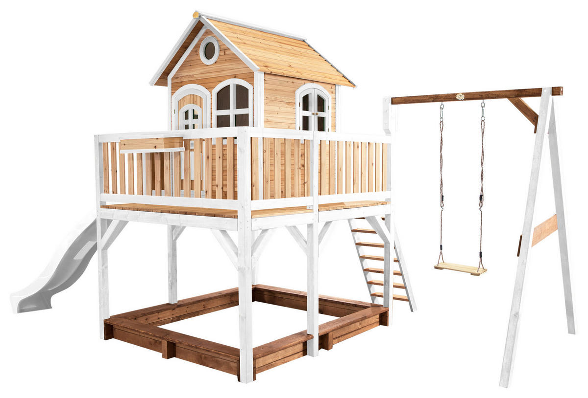 SPIELTURM 541/291/277 cm  - Braun/Weiß, KONVENTIONELL, Holz/Kunststoff (541/291/277cm) - Ambia Garden