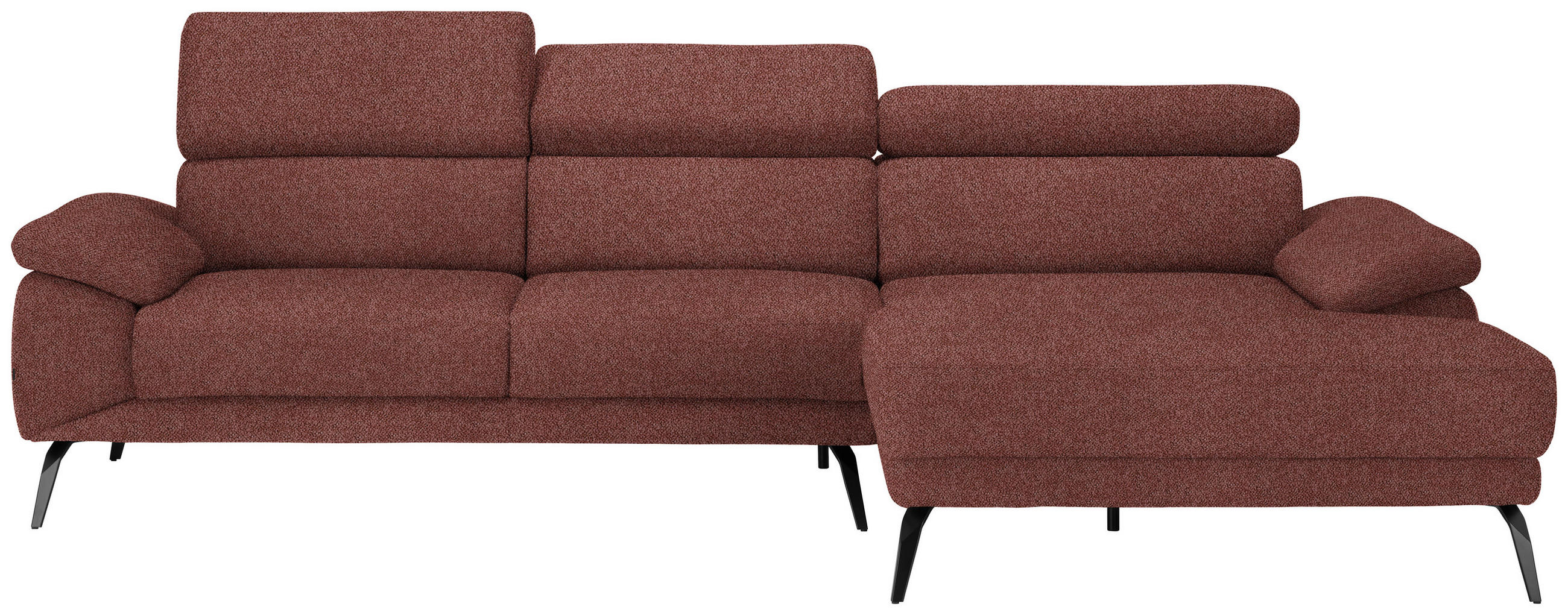 ECKSOFA in Velours Weinrot  295/187 cm  - Weinrot/Schwarz, Design, Textil/Metall (295/187cm) - Novel