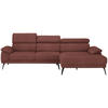 ECKSOFA Weinrot Velours  - Weinrot/Schwarz, Design, Textil/Metall (295/187cm) - Novel