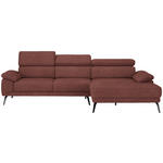 ECKSOFA in Velours Weinrot  - Weinrot/Schwarz, Design, Textil/Metall (295/187cm) - Novel