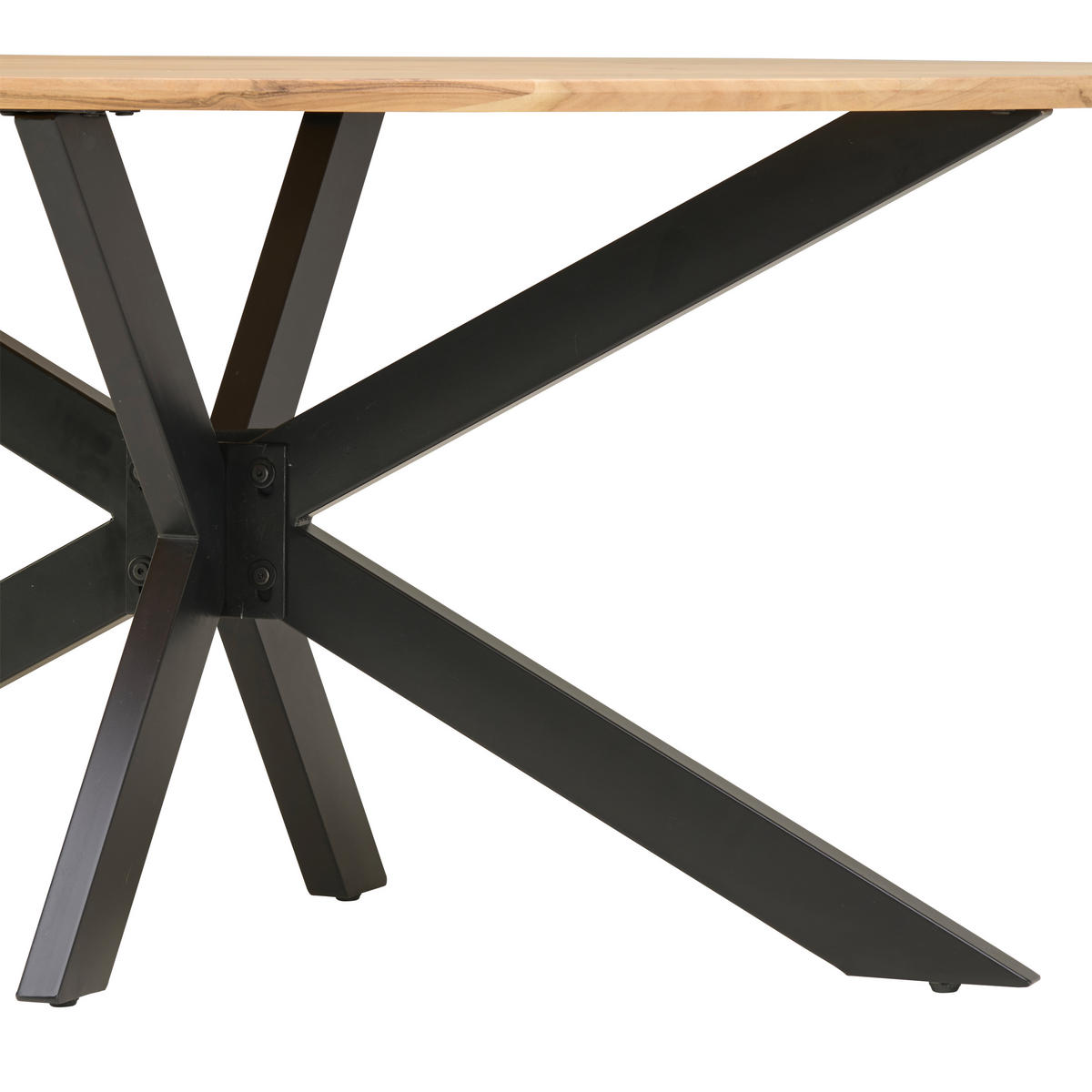 ESSTISCH Akazie massiv organisch Schwarz, Akaziefarben  - Schwarz/Akaziefarben, MODERN, Holz/Metall (200/100/76cm) - MID.YOU