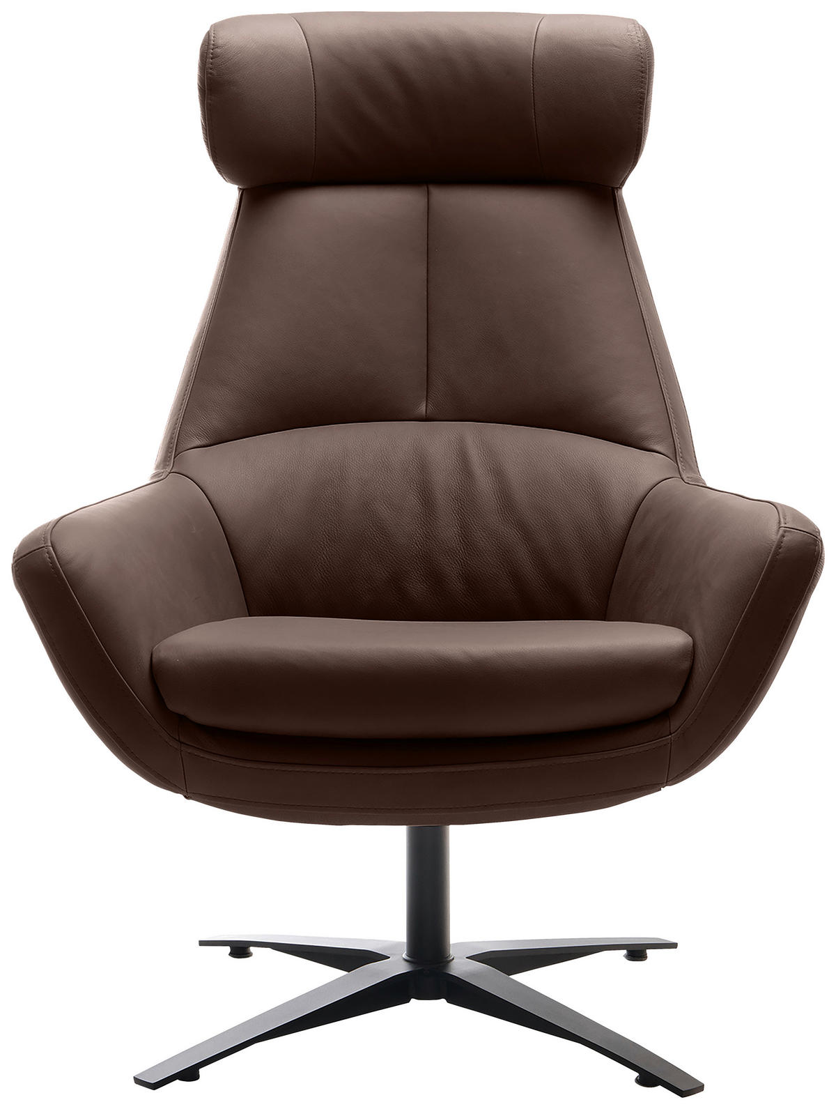 SESSEL BE ORGANIC Echtleder Braun    - Schwarz/Braun, MODERN, Leder/Metall (81/112/83cm) - Trendmanufaktur