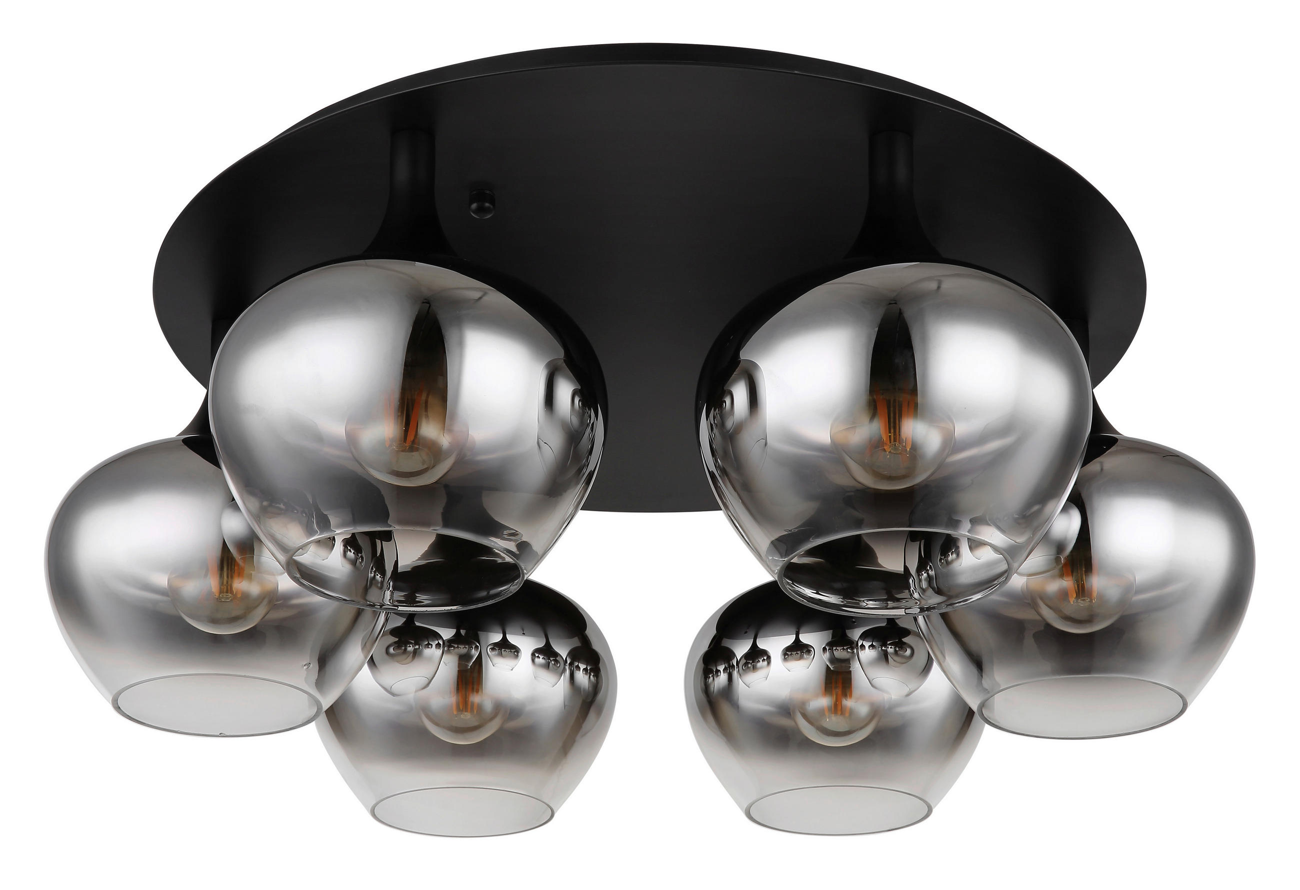 DECKENLEUCHTE 65/25,5 cm   - Schwarz, Design, Glas/Metall (65/25,5cm) - Globo