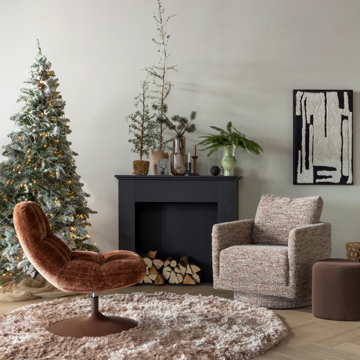 SESSEL in Bouclé Braun  - Braun, Design, Textil (78/64/79cm) - Livetastic