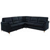 ECKSOFA in Echtleder Dunkelblau  - Eichefarben/Beige, Konventionell, Leder/Holz (262/262cm) - Beldomo Premium