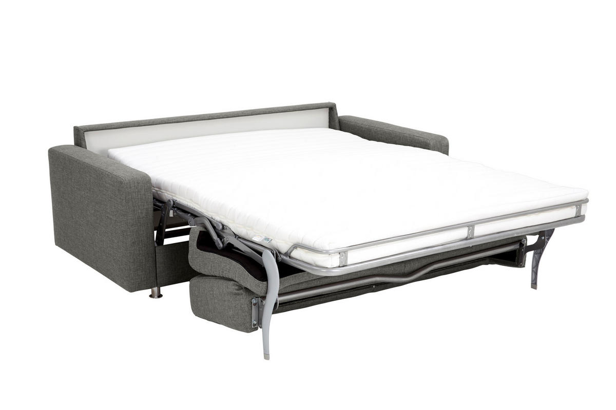 SCHLAFSOFA in Textil Grau  - Chromfarben/Grau, Design, Textil/Metall (195/84/100cm) - Bali