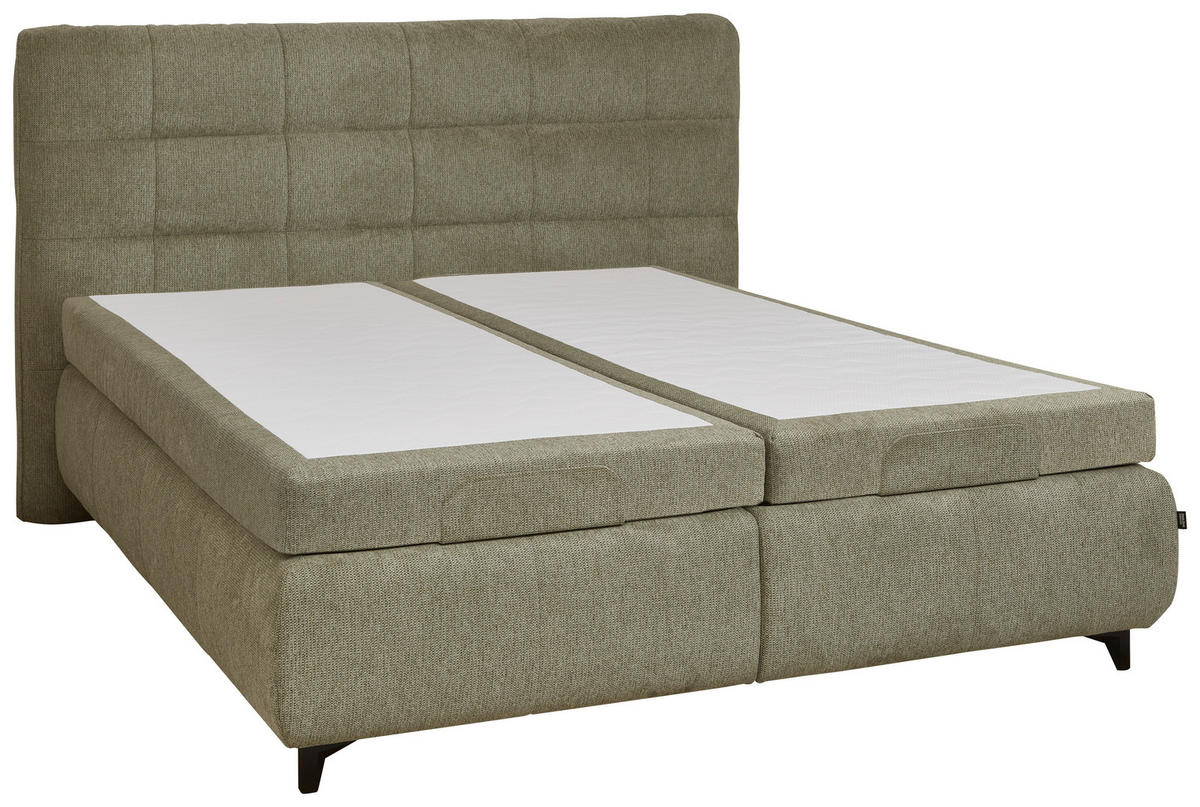 BOXSPRINGBETT 180/200 cm  in Olivgrün  - Schwarz/Olivgrün, KONVENTIONELL, Textil/Metall (180/200cm) - Dieter Knoll