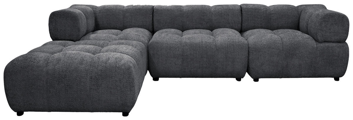 ECKSOFA ZAK Dunkelgrau Bouclé  - Dunkelgrau/Schwarz, Design, Kunststoff/Textil (280/186cm) - MID.YOU