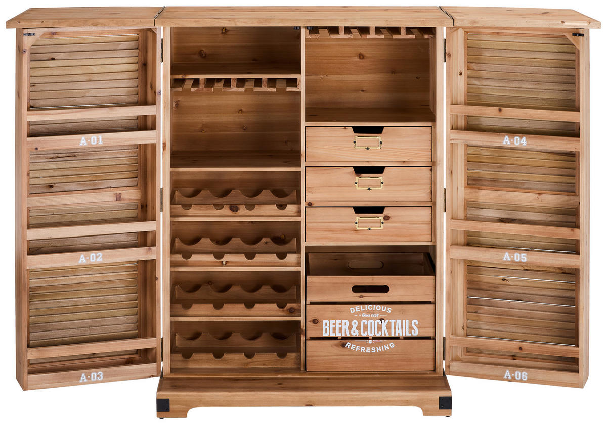 BARSCHRANK Tanne massiv Naturfarben  - Schwarz/Naturfarben, LIFESTYLE, Holz/Metall (90/123/50cm) - Landscape