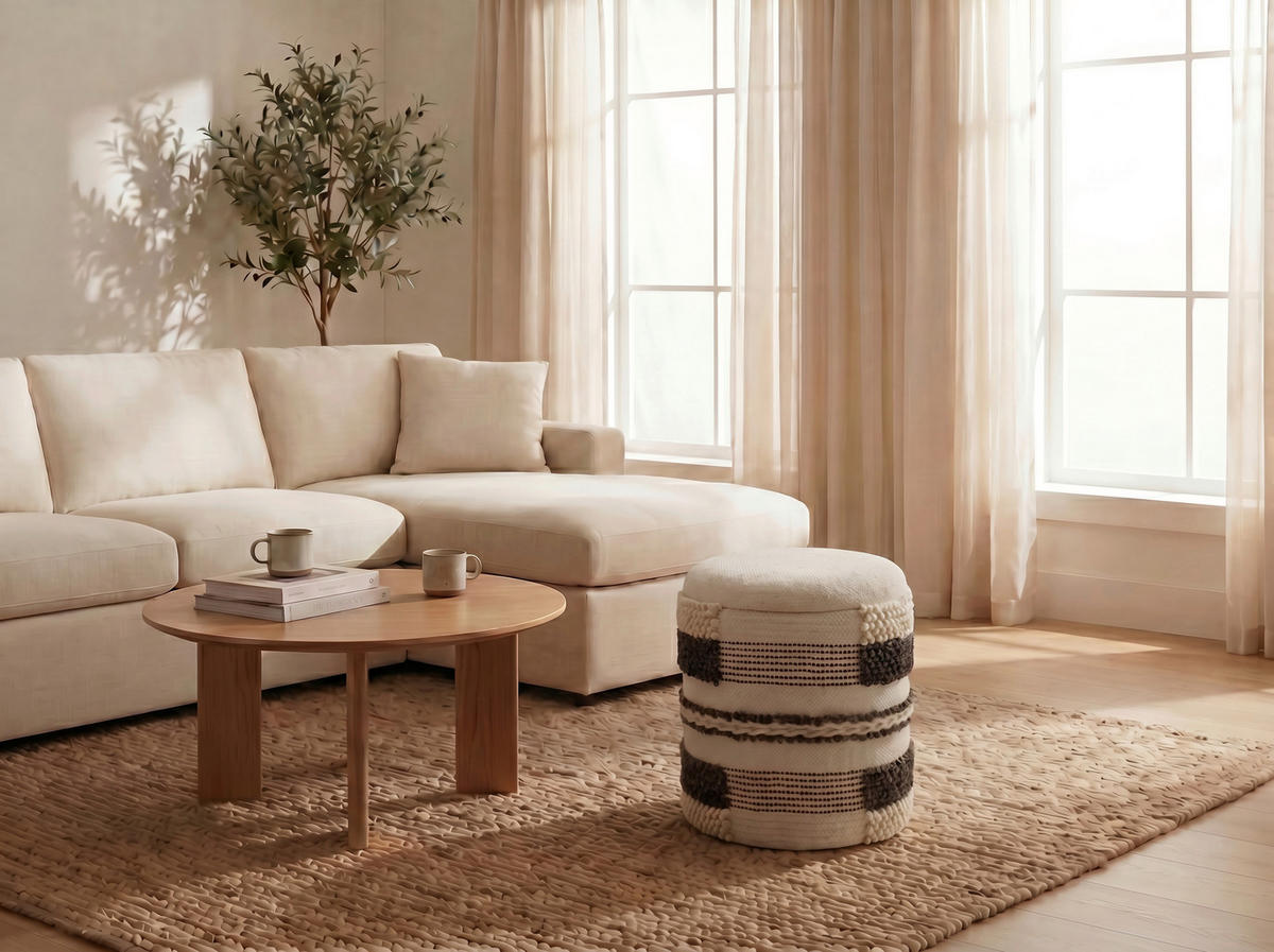 HOCKER Textil Beige  - Beige, Design, Textil (40/45/40cm) - Livetastic