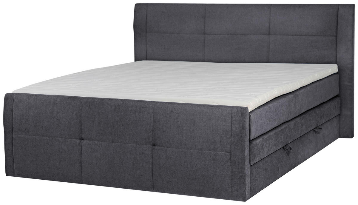 BOXSPRINGBETT 160/200 cm  in Grau  - Schwarz/Grau, KONVENTIONELL, Kunststoff/Textil (160/200cm) - Boxxx