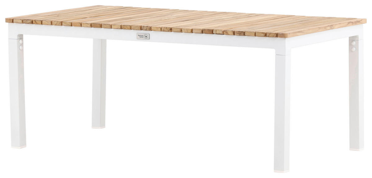 LOUNGETISCH 110/60/45 cm Holz, Metall  - Weiß/Teakfarben, KONVENTIONELL, Holz/Metall (110/60/45cm) - Gardenson
