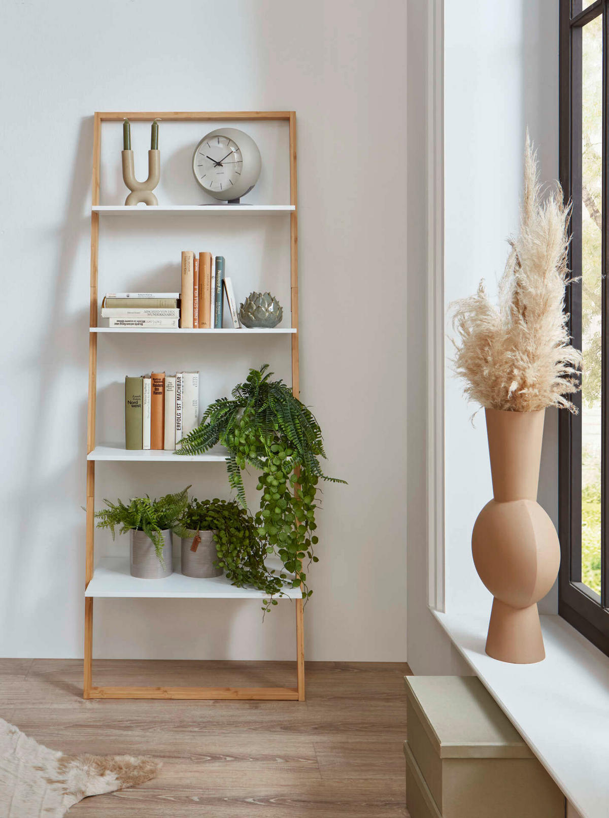 STANDREGAL Weiß  - Eichefarben/Weiß, Design, Holzwerkstoff (61,3/164/36,5cm) - MID.YOU