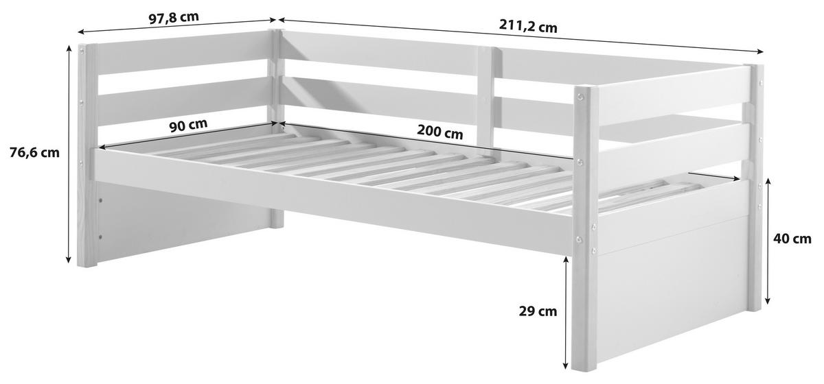 BETT 90/200 cm  in Weiß, Kieferfarben  - Weiß/Kieferfarben, MODERN, Holz/Holzwerkstoff (90/200cm) - MID.YOU