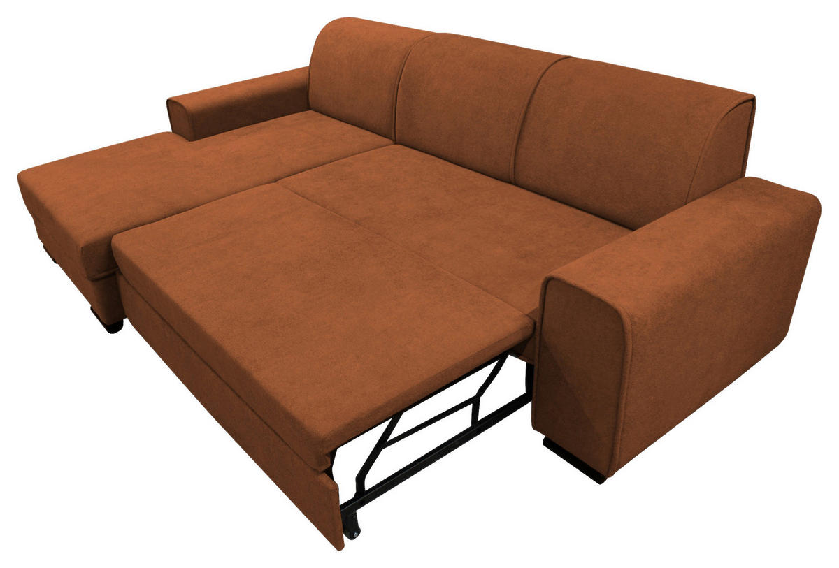 ECKSOFA in Struktur, Bouclé Rostfarben  - Rostfarben/Schwarz, Design, Kunststoff/Textil (175/270cm) - MID.YOU