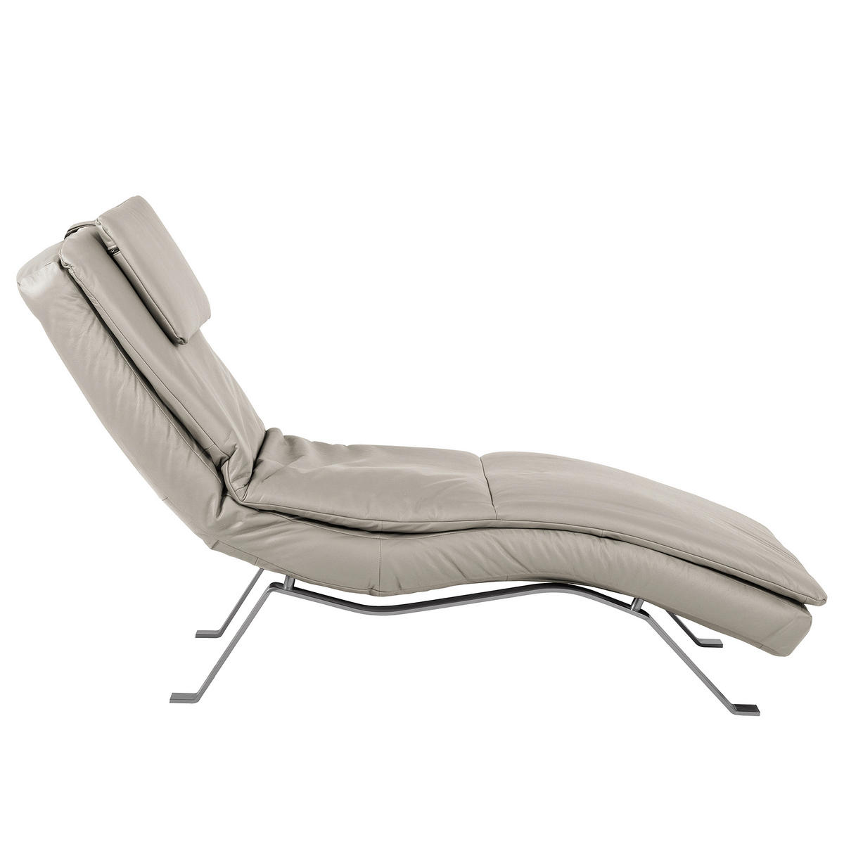 RELAXLIEGE in Echtleder Platinfarben  - Platinfarben/Silberfarben, Design, Leder/Metall (65/95/171cm) - Celina Home