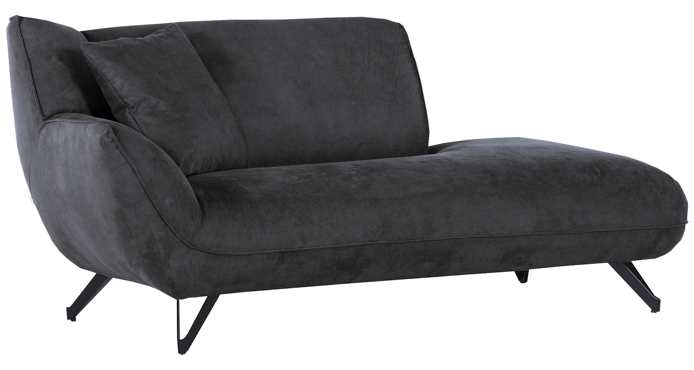 CHAISELONGUE TABALUGA Mikrofaser Anthrazit  - Anthrazit/Schwarz, Design, Textil/Metall (190/90/95cm) - Carryhome