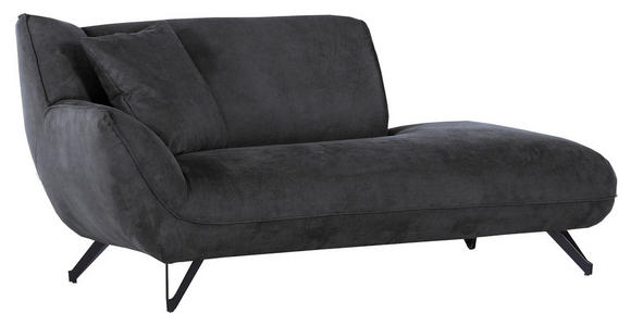 CHAISELONGUE in Mikrofaser Anthrazit  - Anthrazit/Schwarz, Design, Textil/Metall (190/90/95cm) - Carryhome