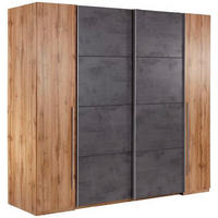 SCHWEBETÜRENSCHRANK 267/226/60 cm 4-türig Graphitfarben, Eichefarben  - Eichefarben/Alufarben, MODERN, Kunststoff/Metall (267/226/60cm) - MID.YOU