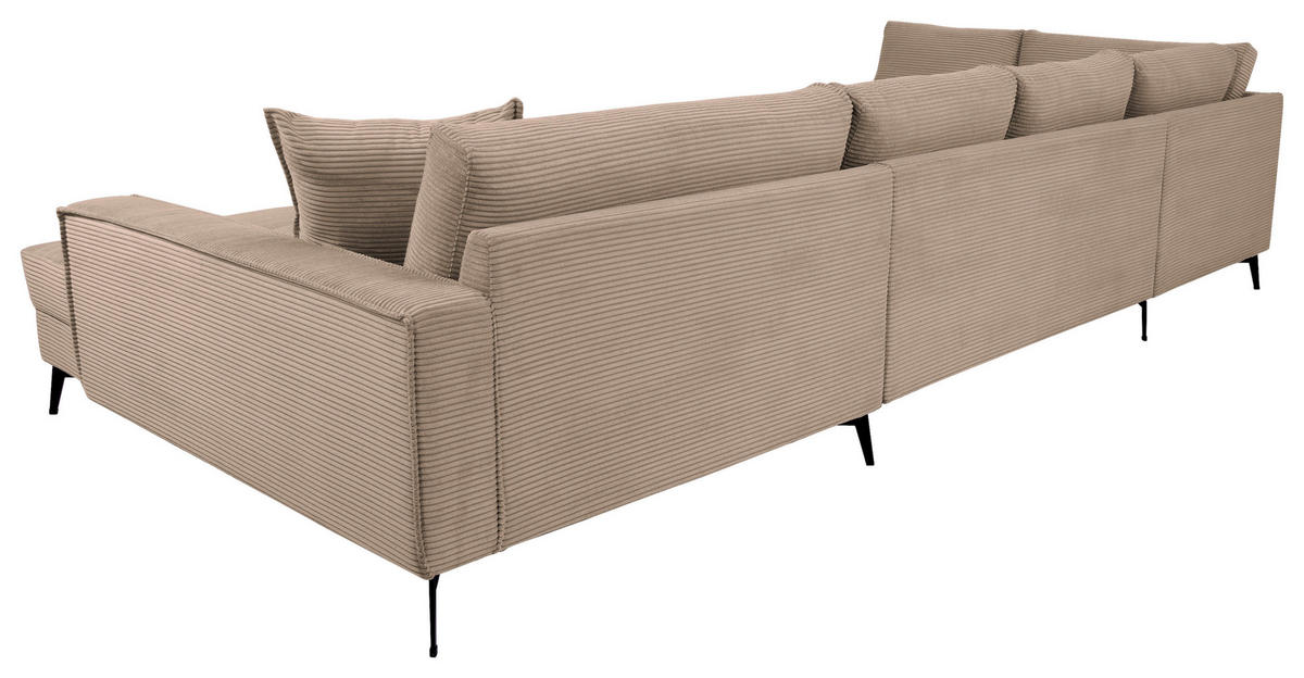 WOHNLANDSCHAFT ZERO Graubraun Cord  - Graubraun/Schwarz, Trend, Textil/Metall (195/362/173cm) - Livetastic