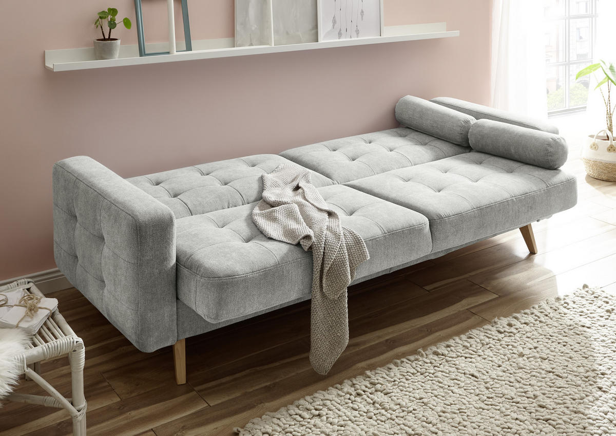 KANAPÉÁGY iszap  - iszap/tölgyfa, Modern, faalapú anyag/textil (222/86/90cm) - MID.YOU