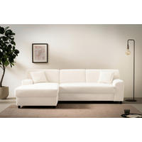 ECKSCHLAFSOFA  CAPRI 2 Creme Mikrofaser  - Creme/Schwarz, Basics, Kunststoff/Textil (146/241cm) - MID.YOU