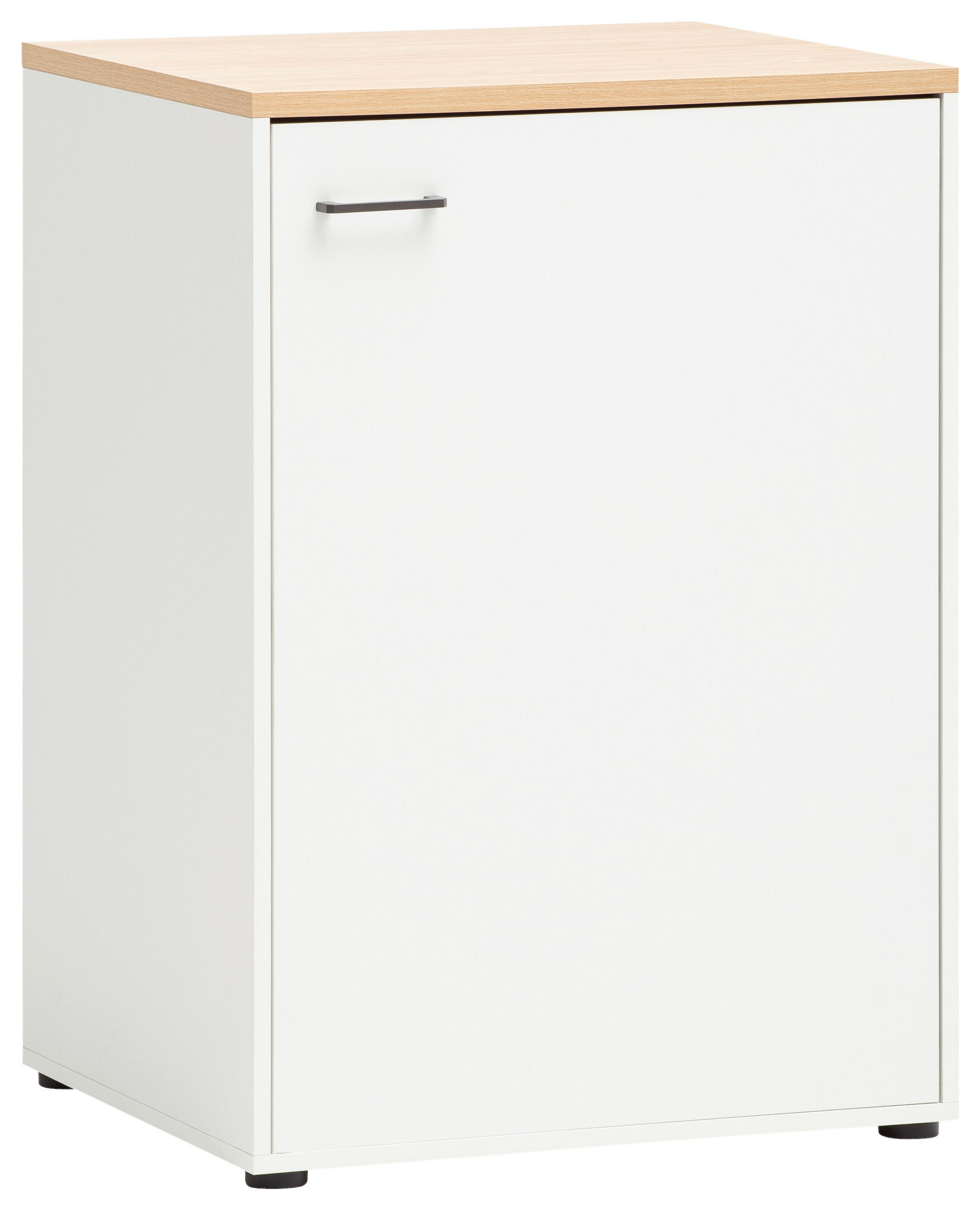 Mid.you Mehrzweckschrank Solea Weiß, Eiche 67.1x95.8x60 cm