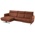 ECKSOFA in Echtleder Cognac  169/298 cm  - Cognac/Schwarz, Design, Leder/Metall (169/298cm) - Dieter Knoll