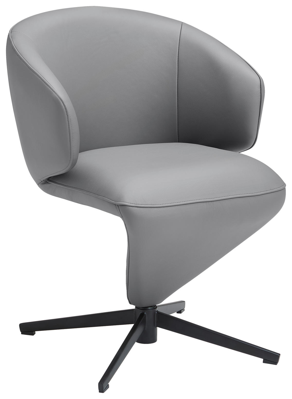 ARMLEHNSTUHL  in Eisen Echtleder pigmentiert  - Anthrazit/Schwarz, Design, Leder/Metall (62/82/62cm) - Moderano