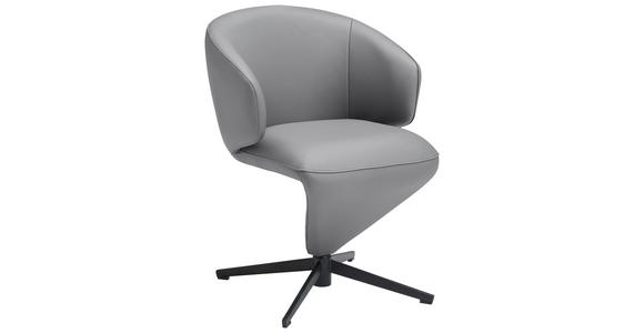 ARMLEHNSTUHL  in Eisen Echtleder pigmentiert  - Anthrazit/Schwarz, Design, Leder/Metall (62/82/62cm) - Moderano