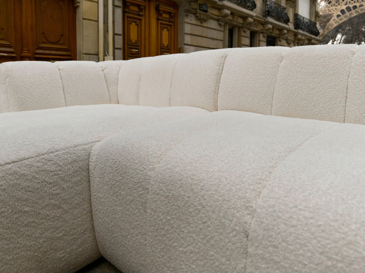 ECKSOFA  ANNECY Weiß Bouclé  - Schwarz/Weiß, MODERN, Kunststoff/Textil (170/262cm)