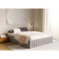 POLSTERBETT Bettkasten, Lattenrost 160/200 cm  in Hellgrau  - Hellgrau/Schwarz, Design, Holz/Textil (160/200cm) - Boxxx