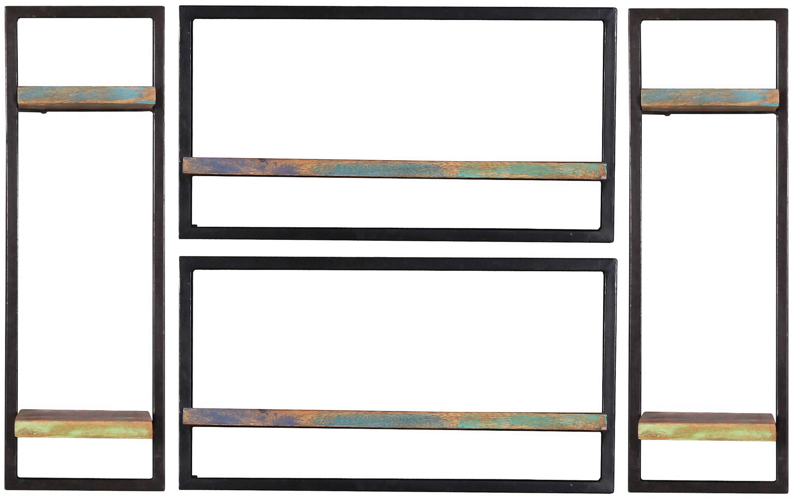WANDREGALSET 125/75/25 cm  - Multicolor/Schwarz, Design, Holz/Metall (125/75/25cm) - MID.YOU