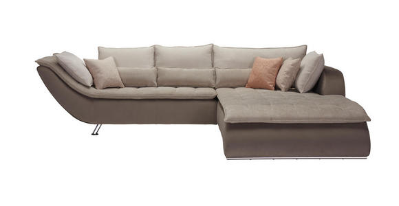 WOHNLANDSCHAFT in Textil Beige, Taupe - Taupe/Sandfarben, Design, Textil/Metall (300/220cm) - Hom`in