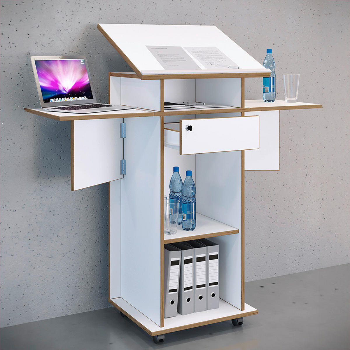 STEHPULT 122,8/43,6/106,6 cm  - Honigeiche/Weiß, Design, Holzwerkstoff (122,8/43,6/106,6cm) - MID.YOU