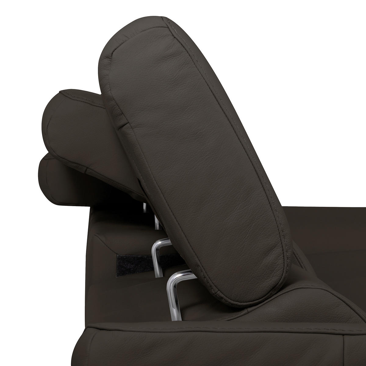 ECKSOFA Lederlook Echtleder Dunkelbraun  - Chromfarben/Dunkelbraun, Design, Leder/Textil (252/179cm) - Livetastic