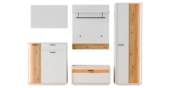 GARDEROBE 5-teilig  in 284/201/37 cm  - Eichefarben/Weiß, Design, Glas/Holzwerkstoff (284/201/37cm) - Xora