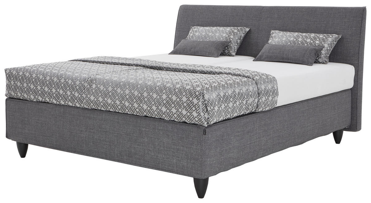 BOXSPRINGBETT 180/200 cm  in Grau, Dunkelgrau  - Dunkelgrau/Schwarz, Design, Holzwerkstoff/Kunststoff (180/200cm) - RUF Betten