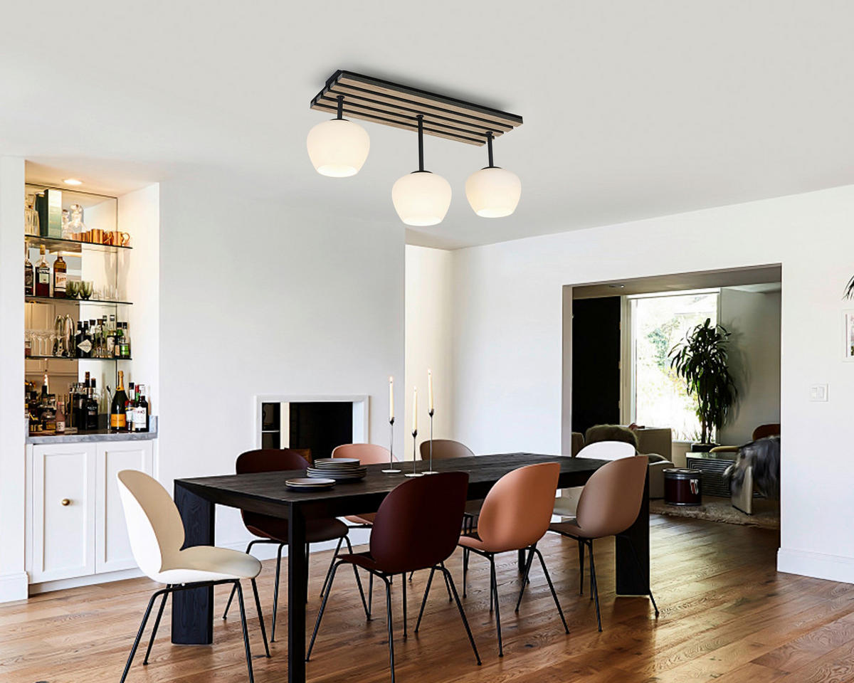 HÄNGELEUCHTE 60/16/35 cm   - Eichefarben/Schwarz, Trend, Glas/Holzwerkstoff (60/16/35cm) - Collet's Monde