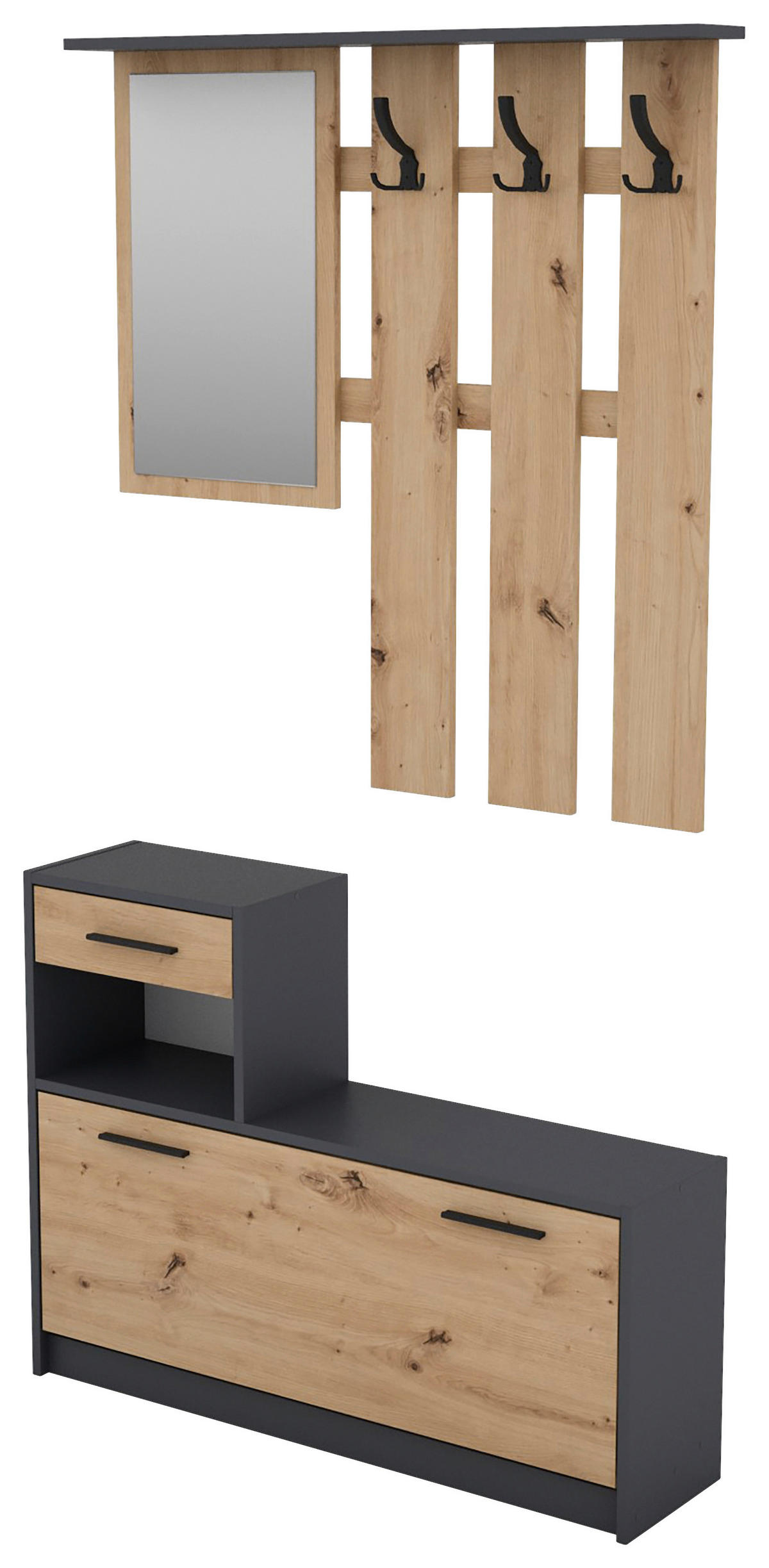 GARDEROBE 2-teilig  in 97/190/25 cm  - Anthrazit/Eiche Artisan, Design, Holzwerkstoff/Kunststoff (97/190/25cm) - Livetastic