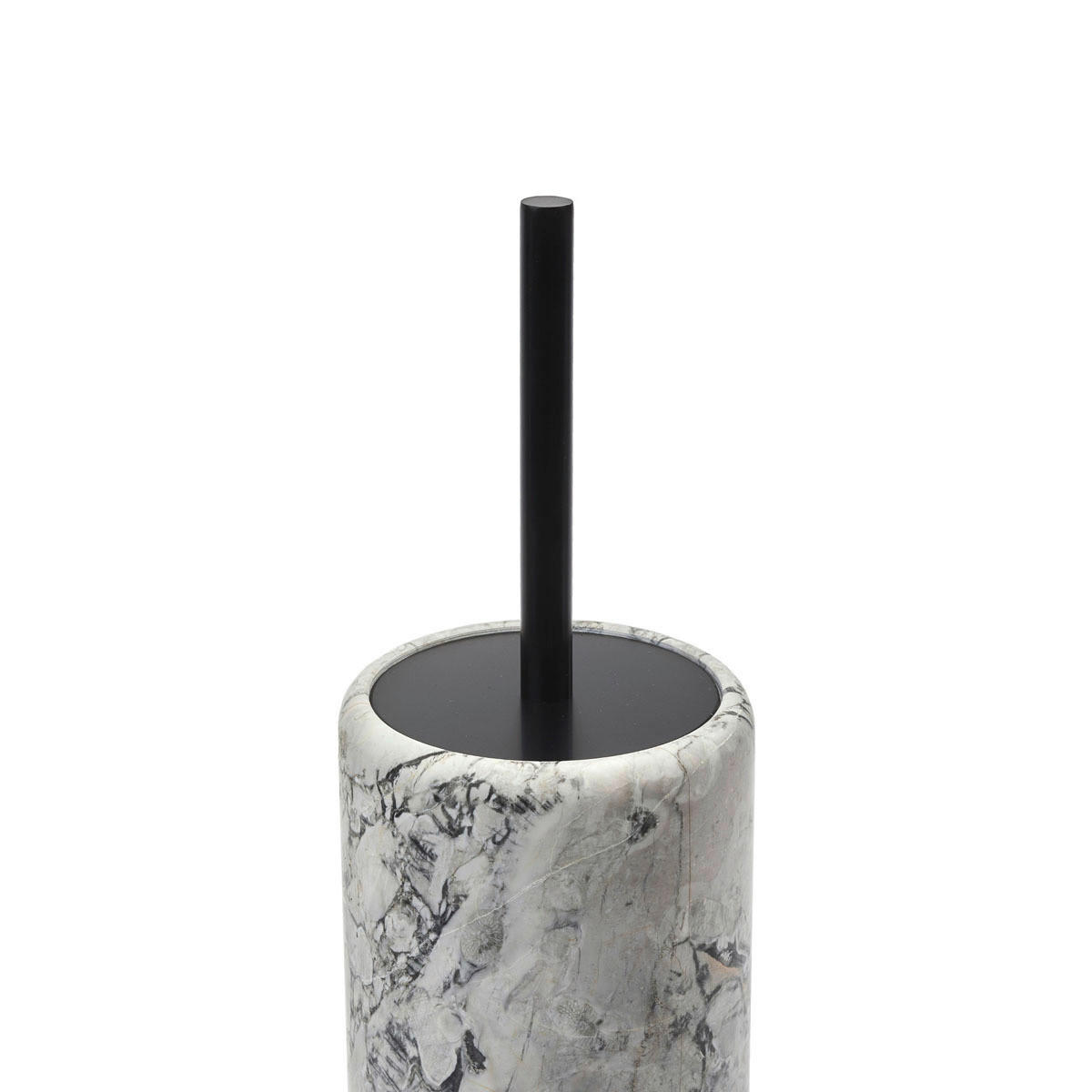 WC-BÜRSTENHALTER - Schwarz/Weiß, Basics, Stein (9.5/38.5cm) - Aquanova